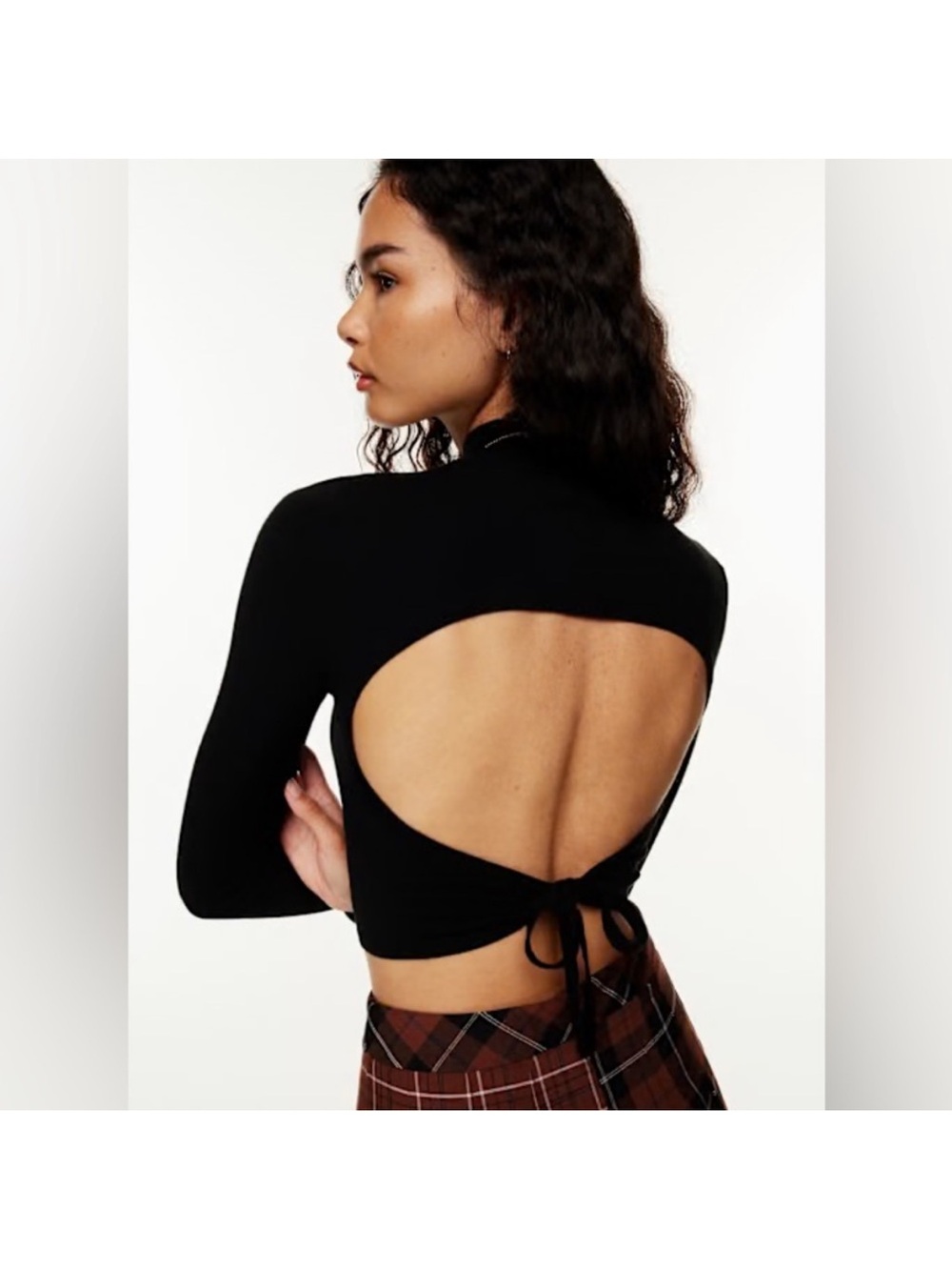 Aritzia Ellie Sweater Black Open-Back Tie Crop Top